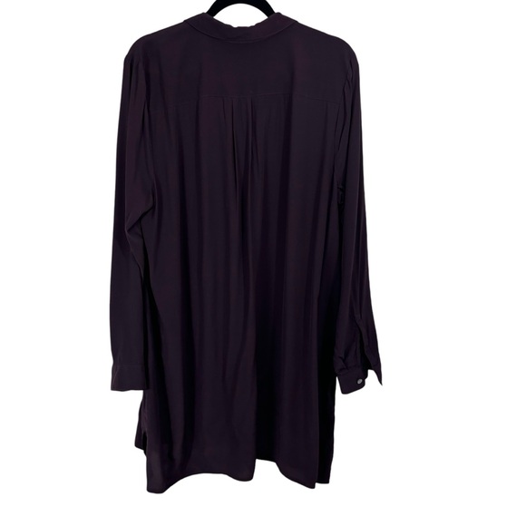 J. Jill Women's Dark Plum Button Down Long Sleeve Tunic Blouse Lagenlook Size L - Picture 2 of 7